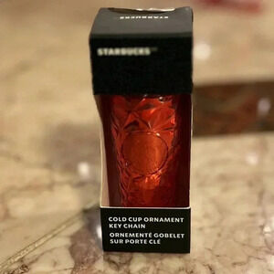 NEW Starbucks Holiday 2023 Poinsettia Red Prism Mini Tumbler Ornament Keychain